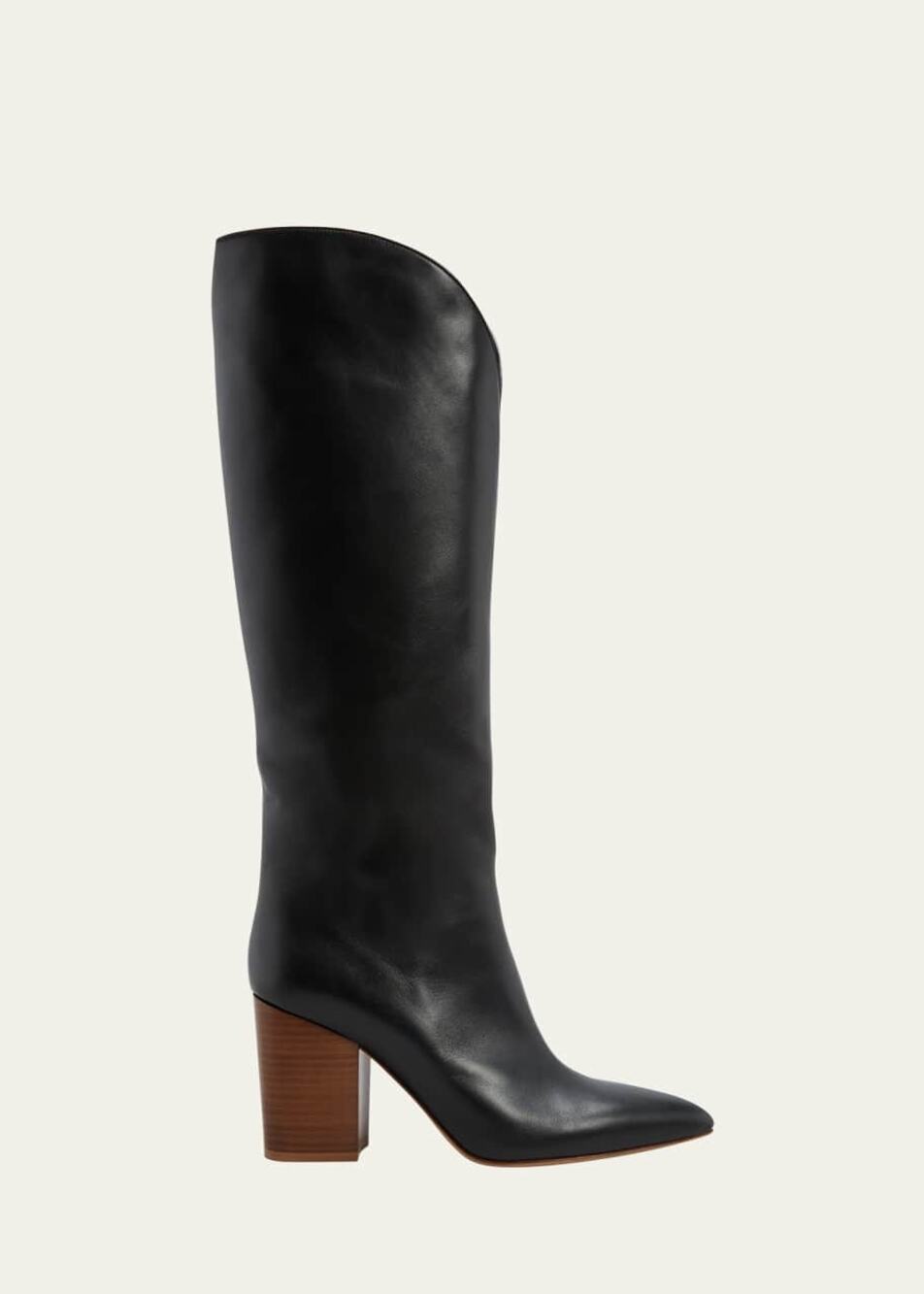 Gabriela Hearst Cora Black Calfskin Leather Riding Boots Knee High EU 37